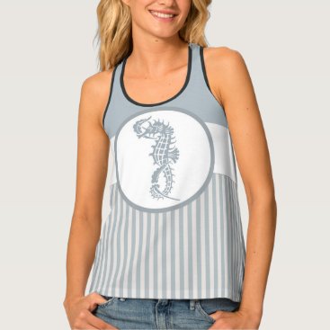 Modern Nautical Seahorse Beach Tank Top Modern Nautical Seahorse Beach Tank Top