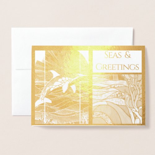 Modern Nautical Seas  Greetings Orca Whale Foil Card