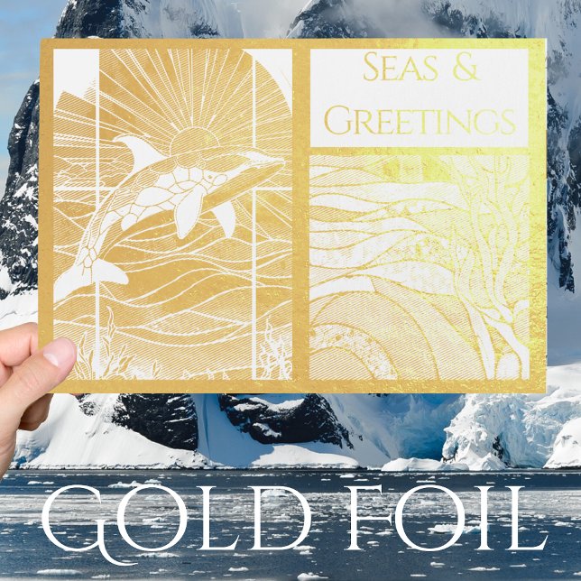 Modern Nautical Seas & Greetings, Orca Whale Foil Card (Creator Uploaded)