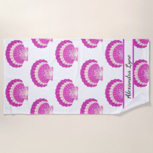 Modern Nautical Seashell Pink Shell Beach Beach Towel