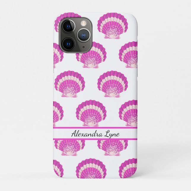 Modern Nautical Seashell Pink Shell Beach   Case-Mate iPhone Case (Back)
