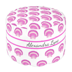 Modern Nautical Seashell Pink white Shell Beach Pouf