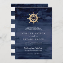 Modern Nautical | Ship Helm Formal Wedding Invitation