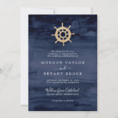Modern Nautical | Ship Helm Formal Wedding Invitation (Front)