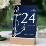 Modern Nautical Sketch Anchor Navy Table Number<br><div class="desc">Your guests will know exactly where to drop anchor with these table numbers. • Please note you must order each number individually.</div>