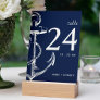 Modern Nautical Sketch Anchor Navy Table Number