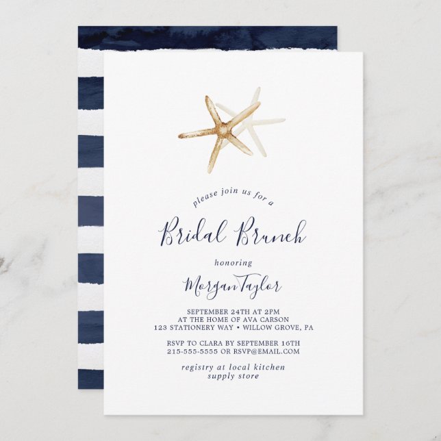 Modern Nautical | Starfish Bridal Brunch Invitation (Front/Back)
