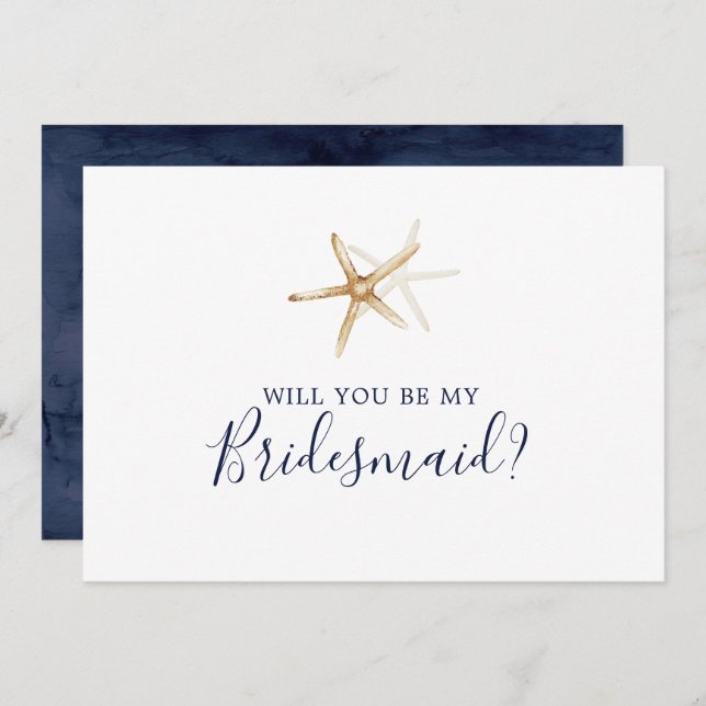 Modern Nautical Starfish Bridesmaid Proposal Card (Front/Back)