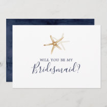 Modern Nautical Starfish Bridesmaid Proposal Card