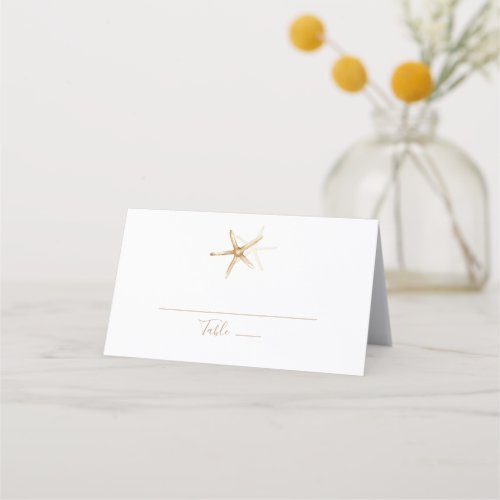 Modern Nautical  Starfish Brown Wedding Place Card