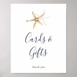 Modern Nautical   Starfish Cards and Gifts Sign