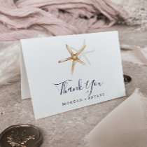 Modern Nautical | Starfish Folded Wedding Letterpress Thank You Card