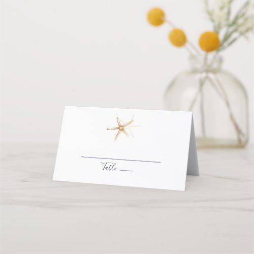 Modern Nautical  Starfish Folded Wedding Place Card