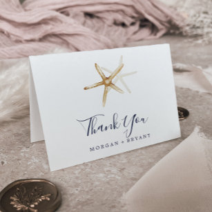 Modern Nautical   Starfish Folded Wedding Thank You Card