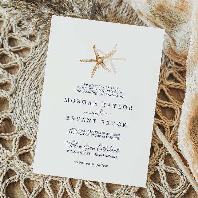 Modern Nautical | Starfish Formal Wedding Invitation (Creator Uploaded)