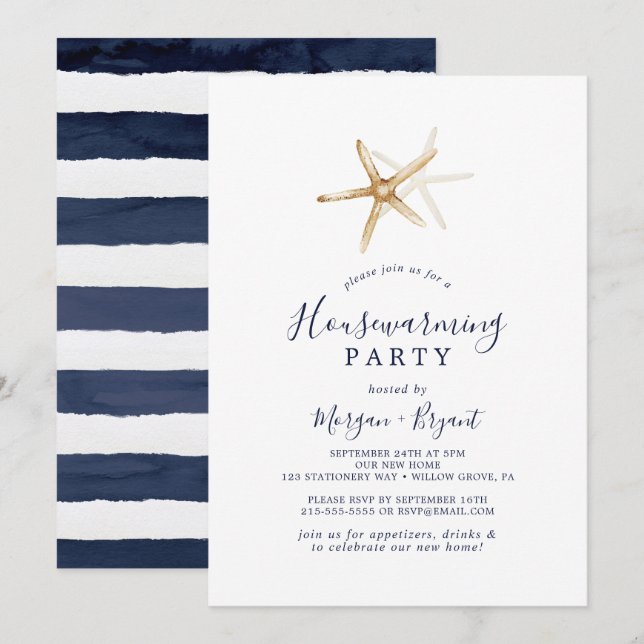 Modern Nautical | Starfish Housewarming Party Invitation (Front/Back)