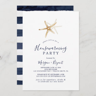 Modern Nautical   Starfish Housewarming Party Invitation