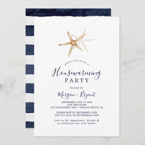 Modern Nautical  Starfish Housewarming Party Invitation