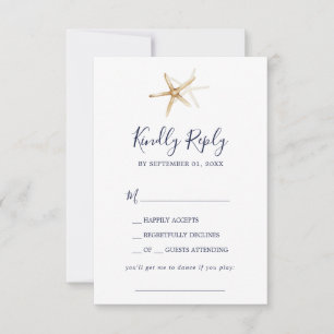 Modern Nautical Starfish Song Request RSVP Card
