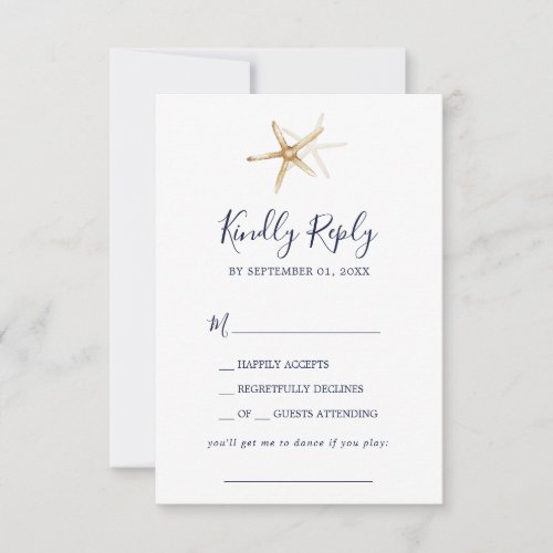 Modern Nautical  Starfish Song Request RSVP Card
