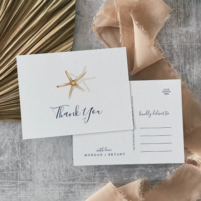 Modern Nautical | Starfish Thank You Postcard (Creator Uploaded)