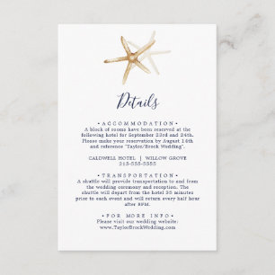 Modern Nautical   Starfish Wedding Details Enclosure Card