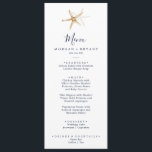 Modern Nautical | Starfish Wedding Dinner Menu<br><div class="desc">This modern nautical starfish wedding dinner menu card is perfect for a beach or cruise wedding. The simple design features gold starfish. This menu can be used for a wedding reception,  rehearsal dinner,  or any event.</div>