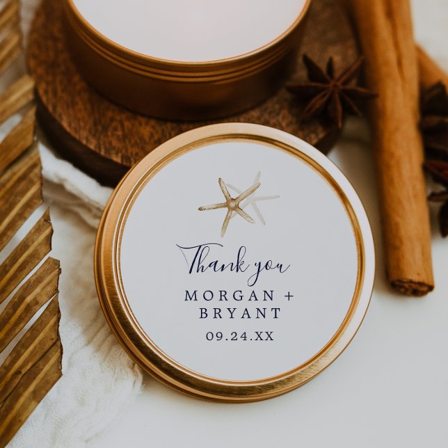 Modern Nautical | Starfish Wedding Favor Sticker (Creator Uploaded)