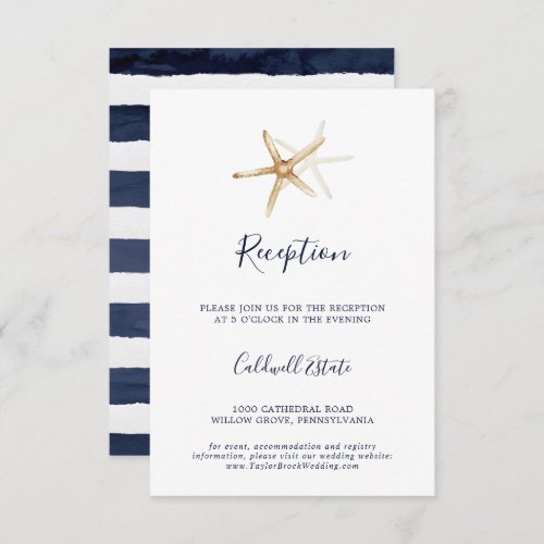 Modern Nautical  Starfish Wedding Reception Enclosure Card