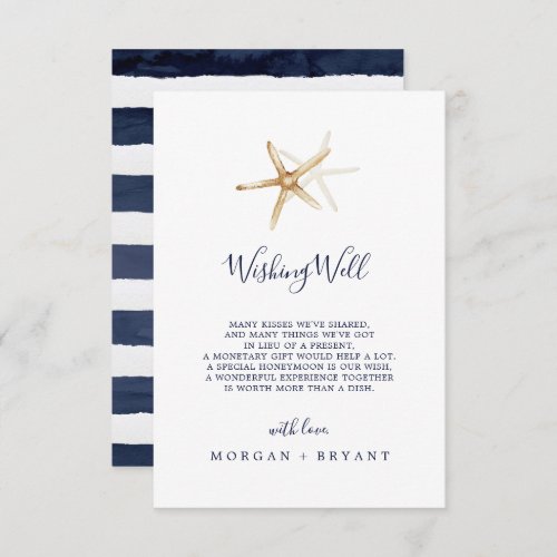Modern Nautical Starfish Wedding Wishing Well Card