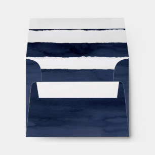 Modern Nautical Striped Self-Addressed RSVP Envelope