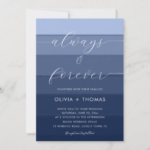Modern Nautical Stripes Always Forever Wedding Invitation