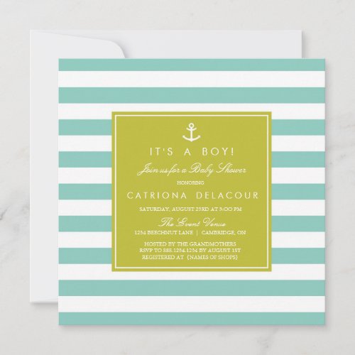 Modern Nautical Stripes Baby Shower Invitation