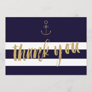 Modern nautical stripes wedding thank you card