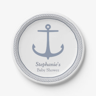 Modern Nautical Themed Baby Shower Supplies Paper Plates