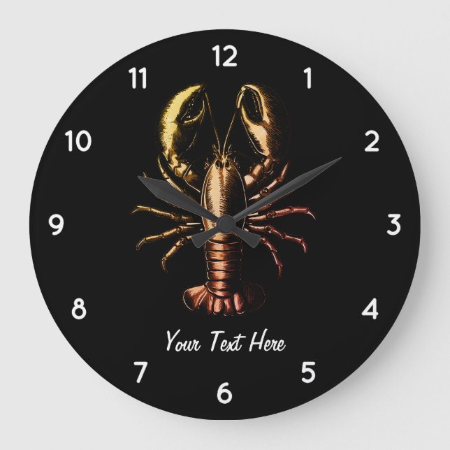 Modern Nautical vintage Lobster Personalized  Large Clock (Front)