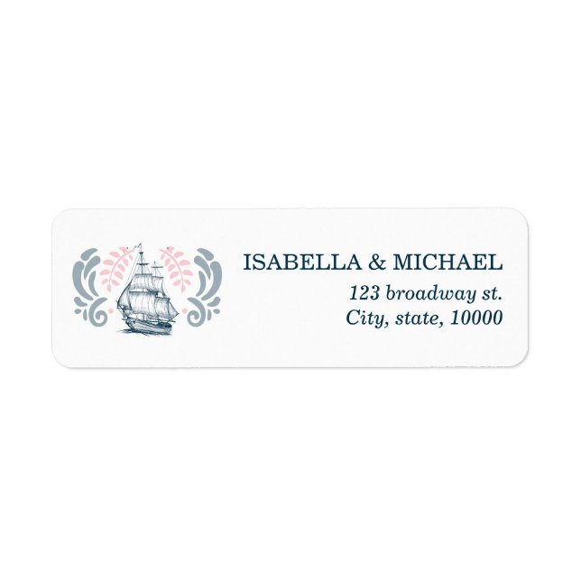 Modern Nautical Wedding Address Label (Front)