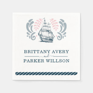 Modern Nautical Wedding Boat Napkins