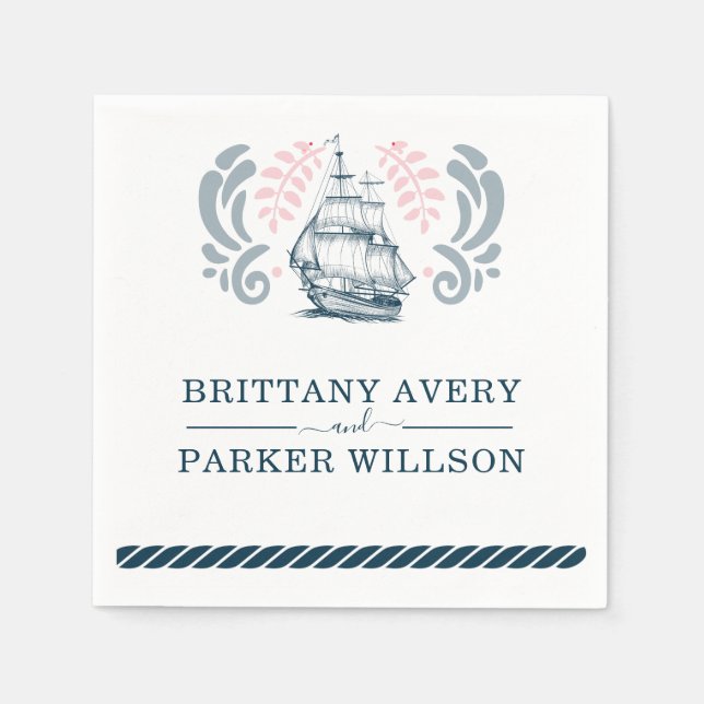 Modern Nautical Wedding Boat Napkins (Front)