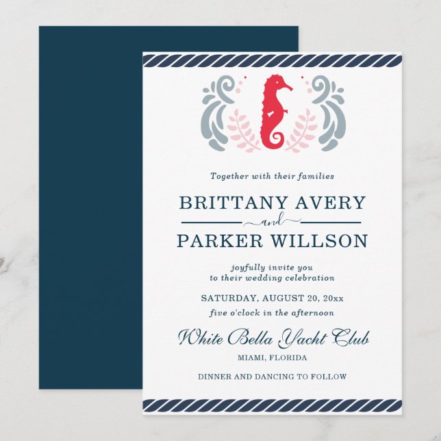Modern Nautical Wedding Invitation (Front/Back)