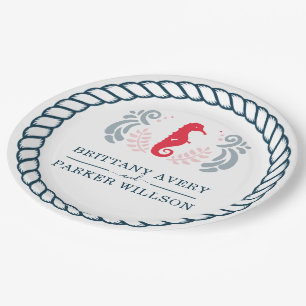Modern Nautical Wedding Personalized Paper Plates