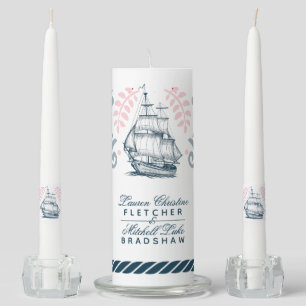 Modern Nautical Wedding Personalized Unity Candle Set