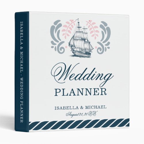 Modern Nautical Wedding Planner 3 Ring Binder