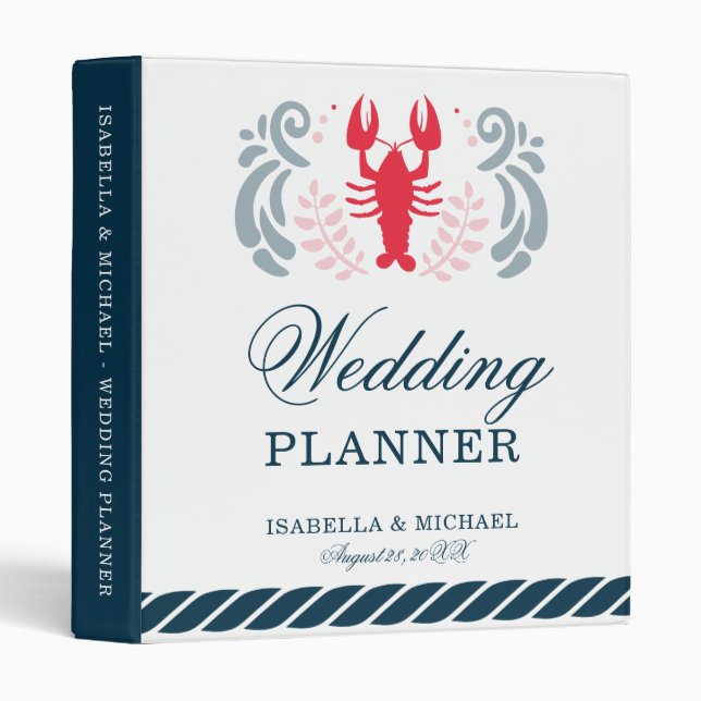 Modern Nautical Wedding Planner 3 Ring Binder (Front/Spine)