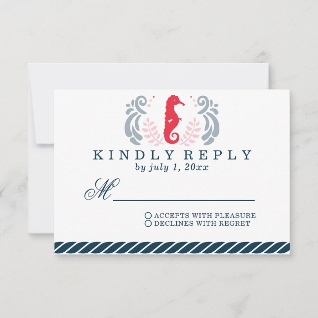 Modern Nautical Wedding RSVP Card (Front)