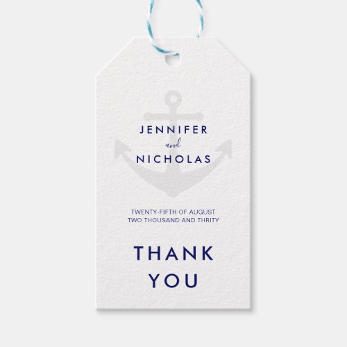 Modern Nautical Wedding Thank You Gift Tags