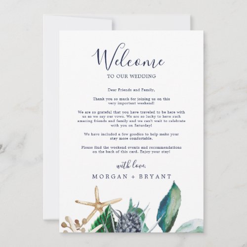 Modern Nautical Wedding Welcome Letter  Itinerary