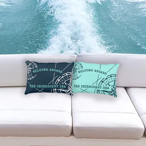 Modern Nautical Welcome Aboard Compass Rose Accent Pillow