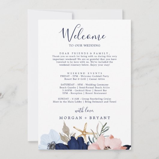 Modern Nautical Welcome Letter Itinerary & Map (Front)