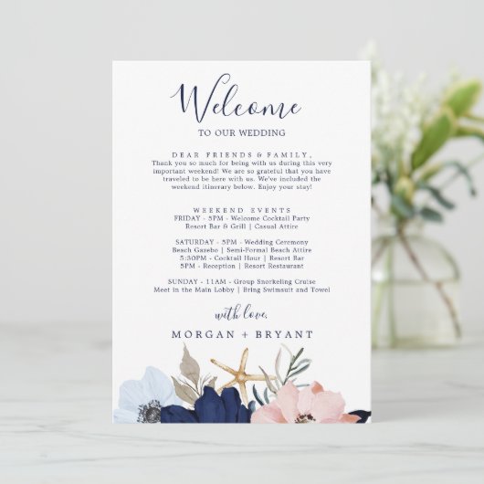 Modern Nautical Welcome Letter Itinerary & Map (Standing Front)